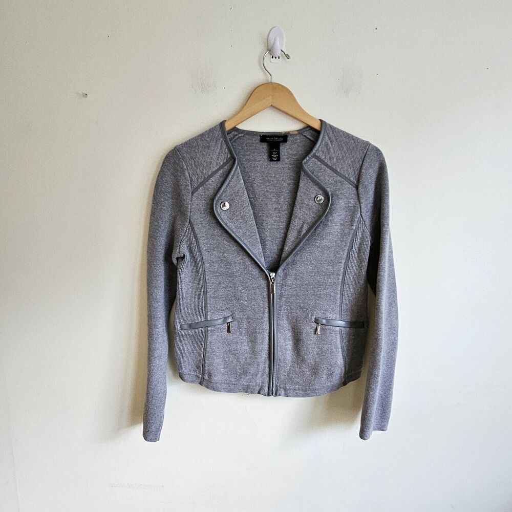 White House Black Market Women Long Sleeve 1/2 Zip Jacket Gray Size S